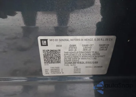 2020 Chevrolet Blazer Fwd Premier из США, поврежденный, VIN 3GNKBFRS2LS553165